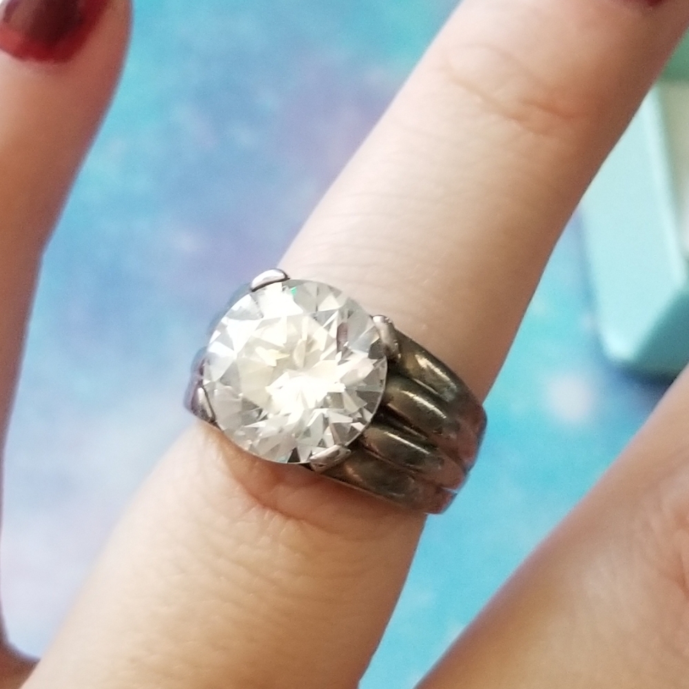 Solid Vintage Silver Ring - image 2